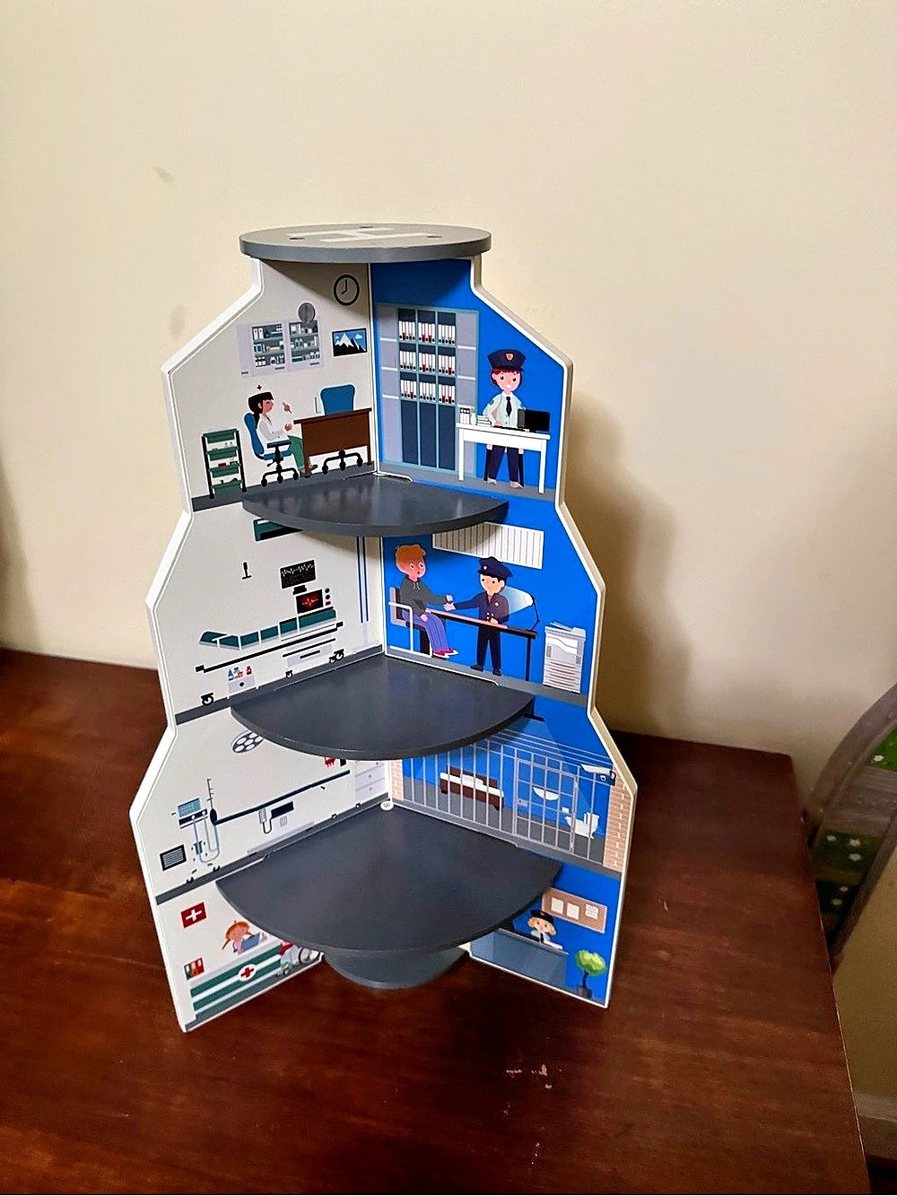 Hape Emergency Services HQ Multi-Level Playset Blue & Red